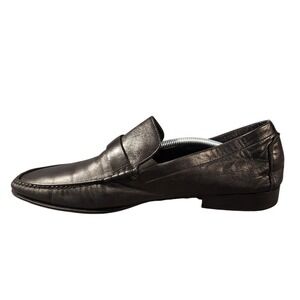 Bruno Magli Shoes Mens Size 13 Black Leather Loafers Dress Made In Italy Davee